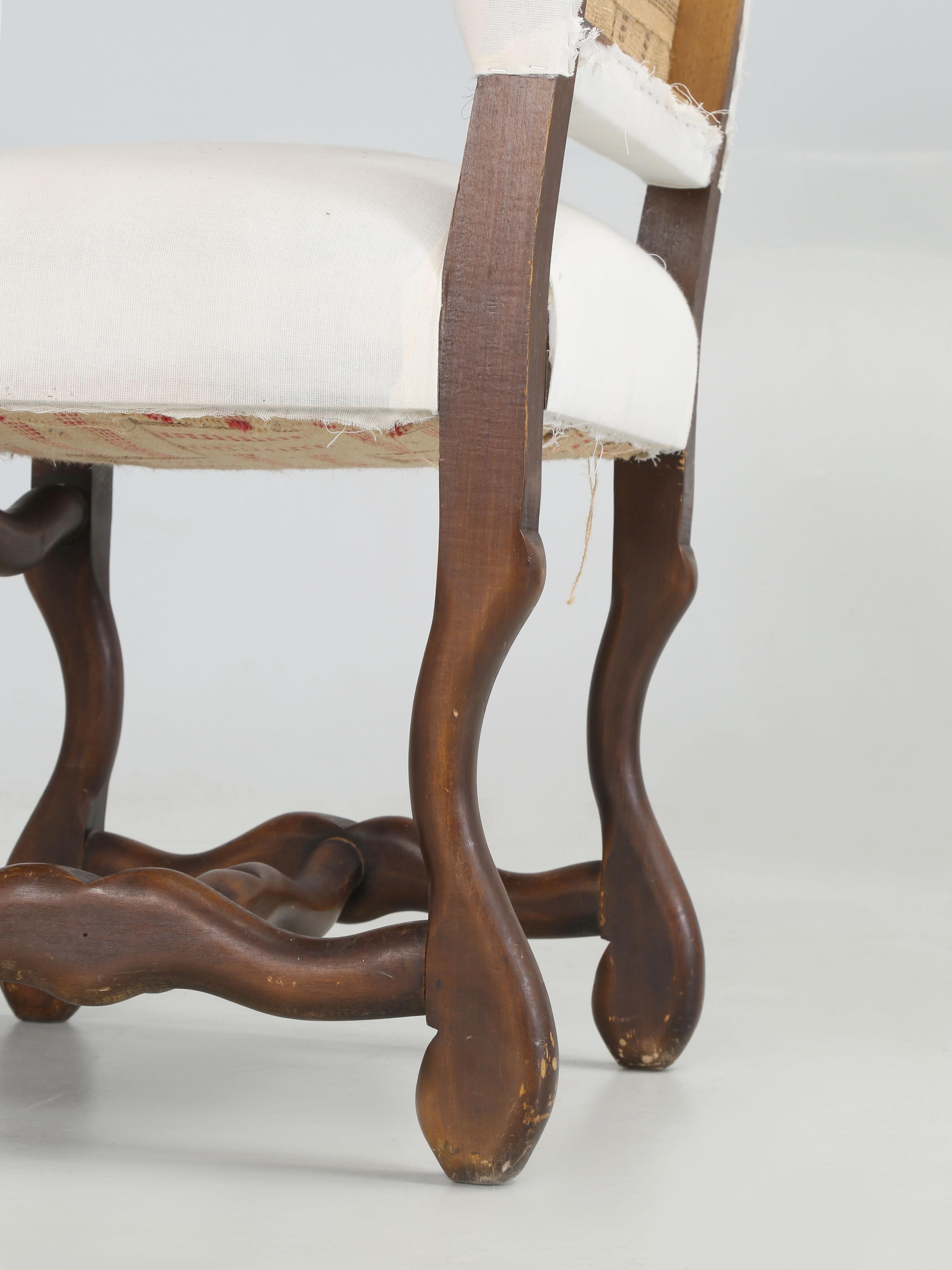 Vintage French Set of (6) Os de Mouton Dining Chairs Horsehair and Coil Springs 6