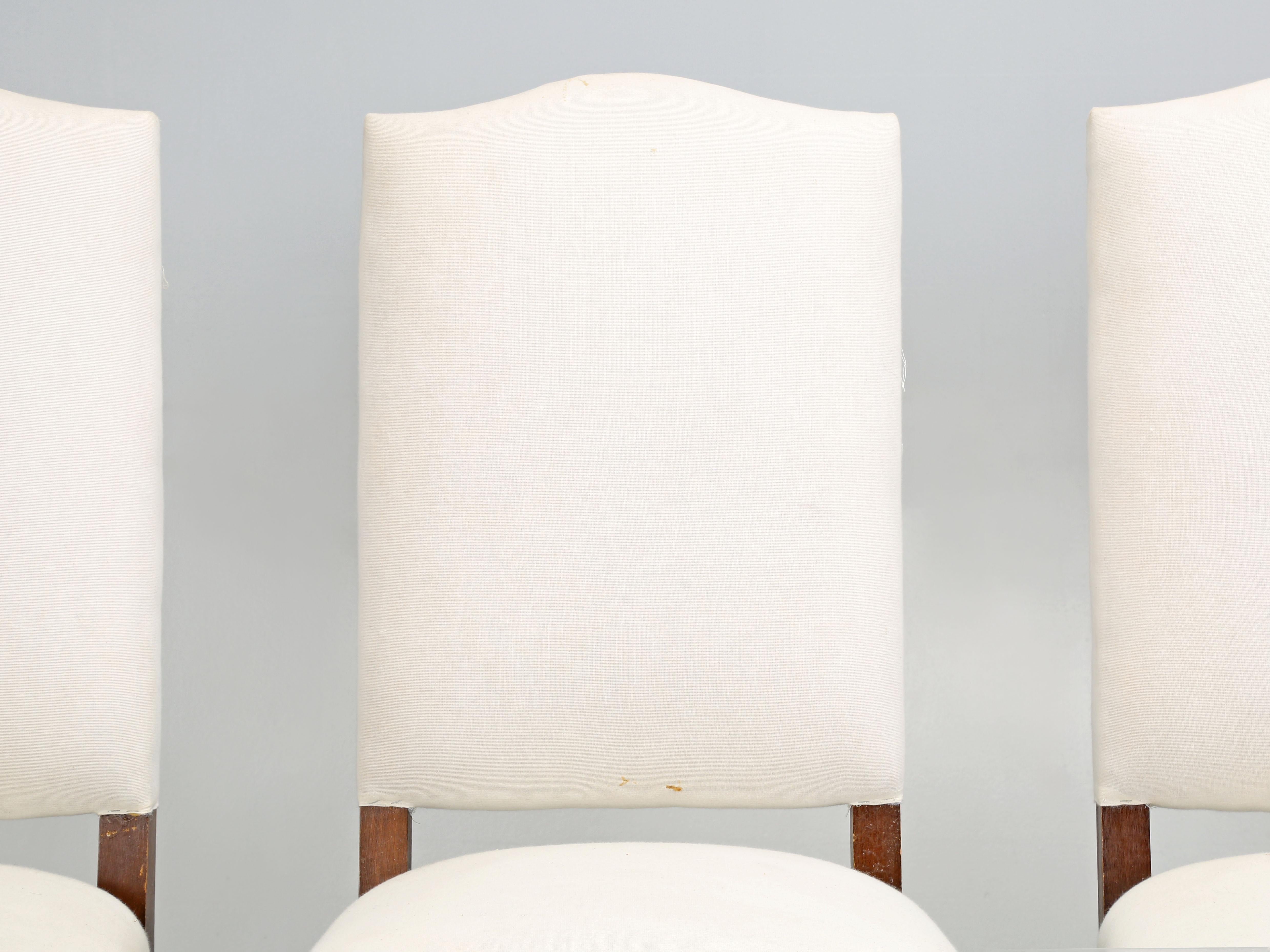 Hand-Crafted Vintage French Set of (6) Os de Mouton Dining Chairs Horsehair and Coil Springs