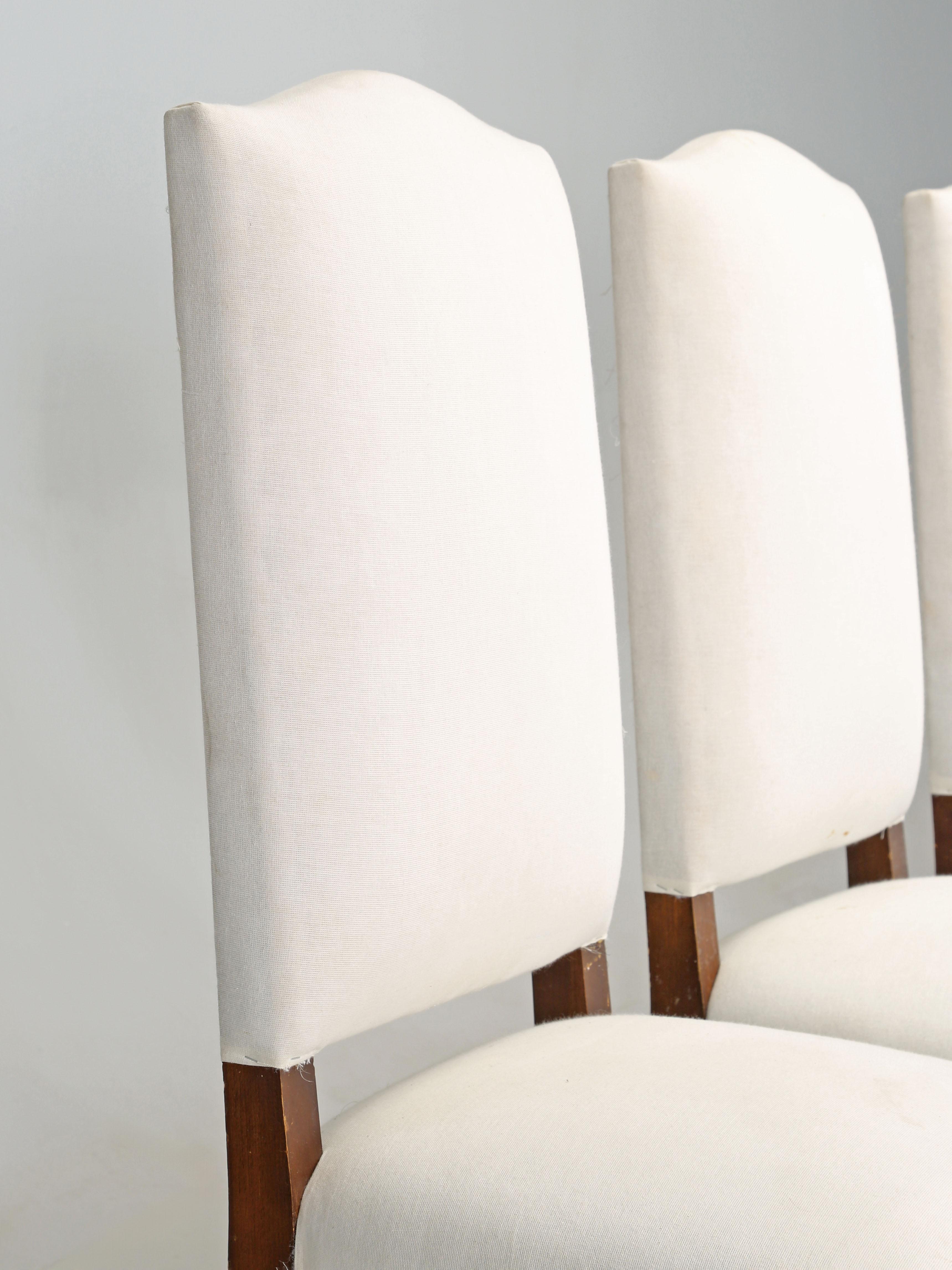 Vintage French Set of (6) Os de Mouton Dining Chairs Horsehair and Coil Springs In Good Condition In Chicago, IL