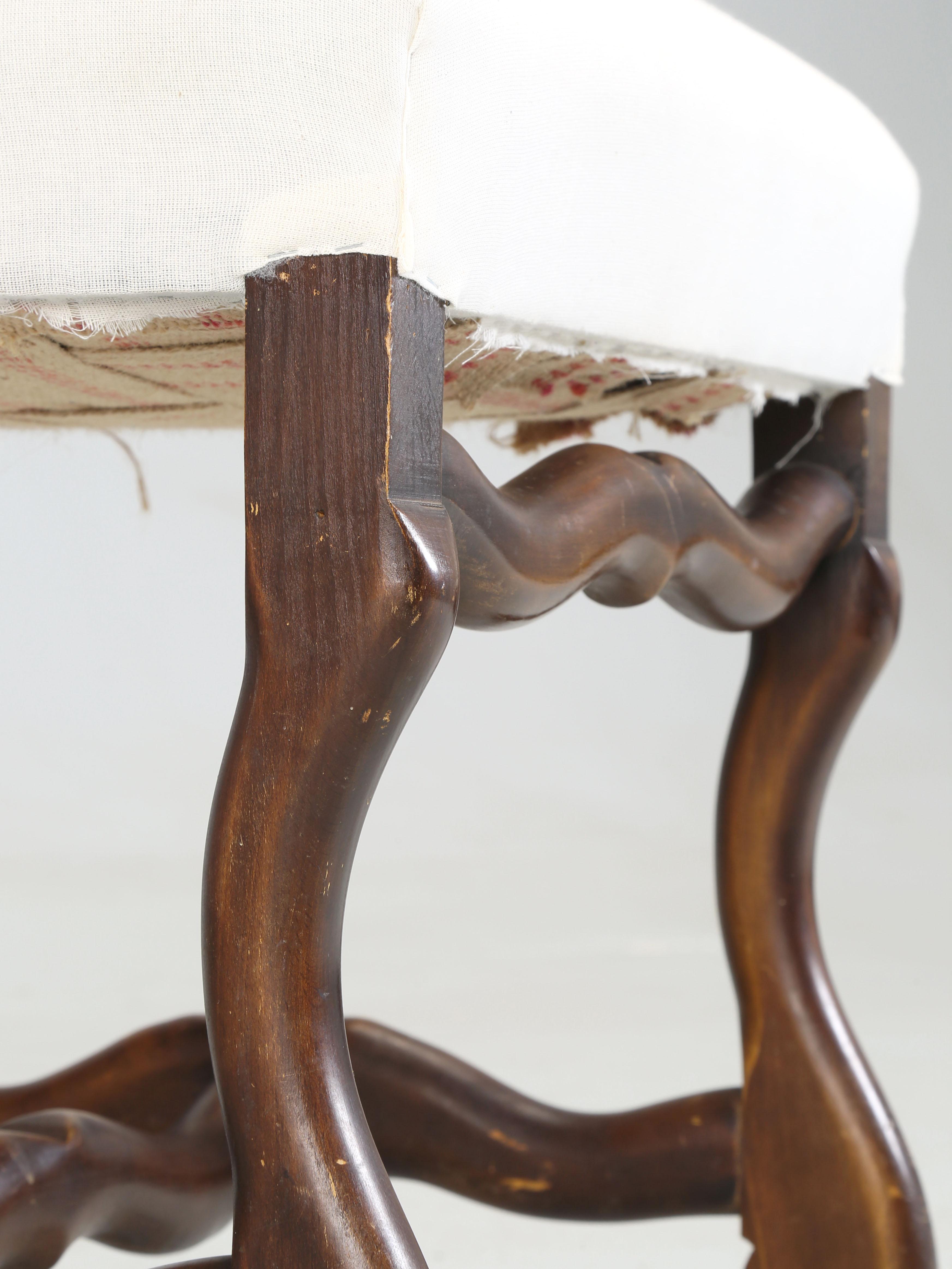 Vintage French Set of (6) Os de Mouton Dining Chairs Horsehair and Coil Springs For Sale 2