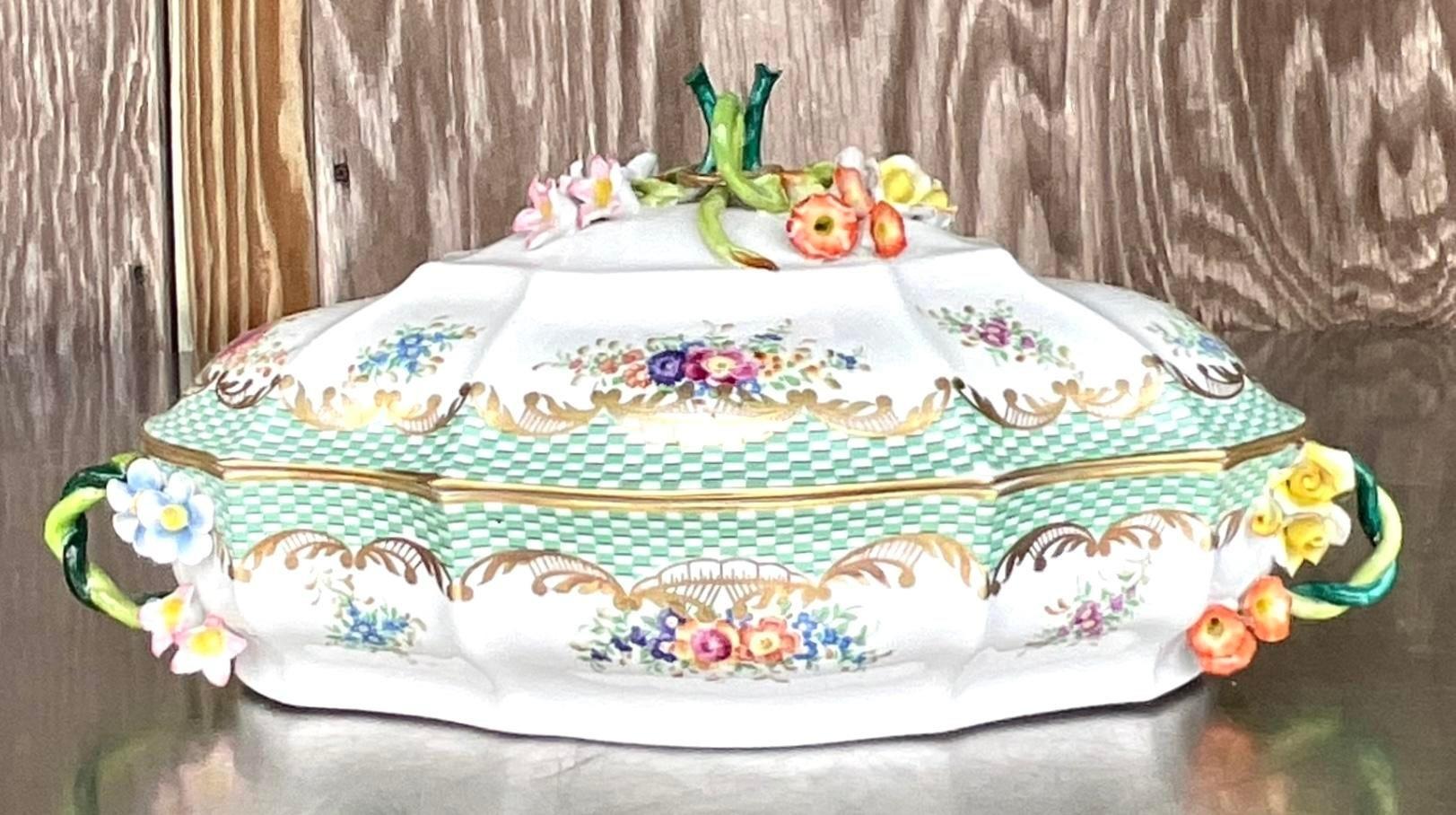 Elevate your dining experience with this Vintage French Sevres Porcelain Serving Bowl. Renowned for its exquisite craftsmanship and classic design, this American-style bowl adds a touch of sophistication and timeless elegance to any table setting