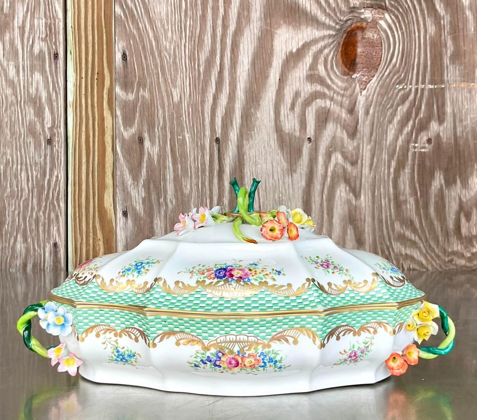 Vintage French Sevres Porcelain Serving Bowl In Good Condition For Sale In west palm beach, FL