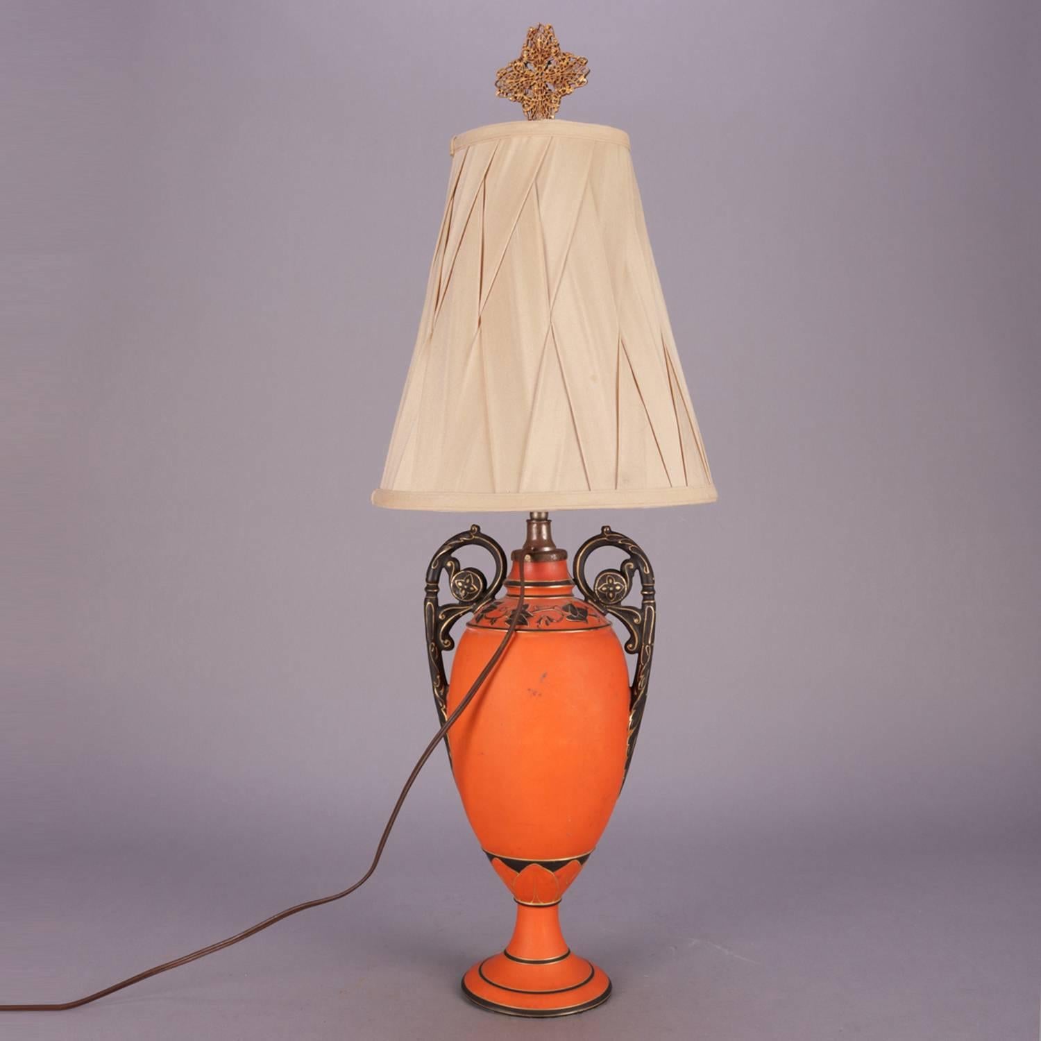 20th Century Vintage French Sevres School Hand-Painted and Gilt Porcelain Table Lamp