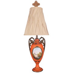 Vintage French Sevres School Hand-Painted and Gilt Porcelain Table Lamp