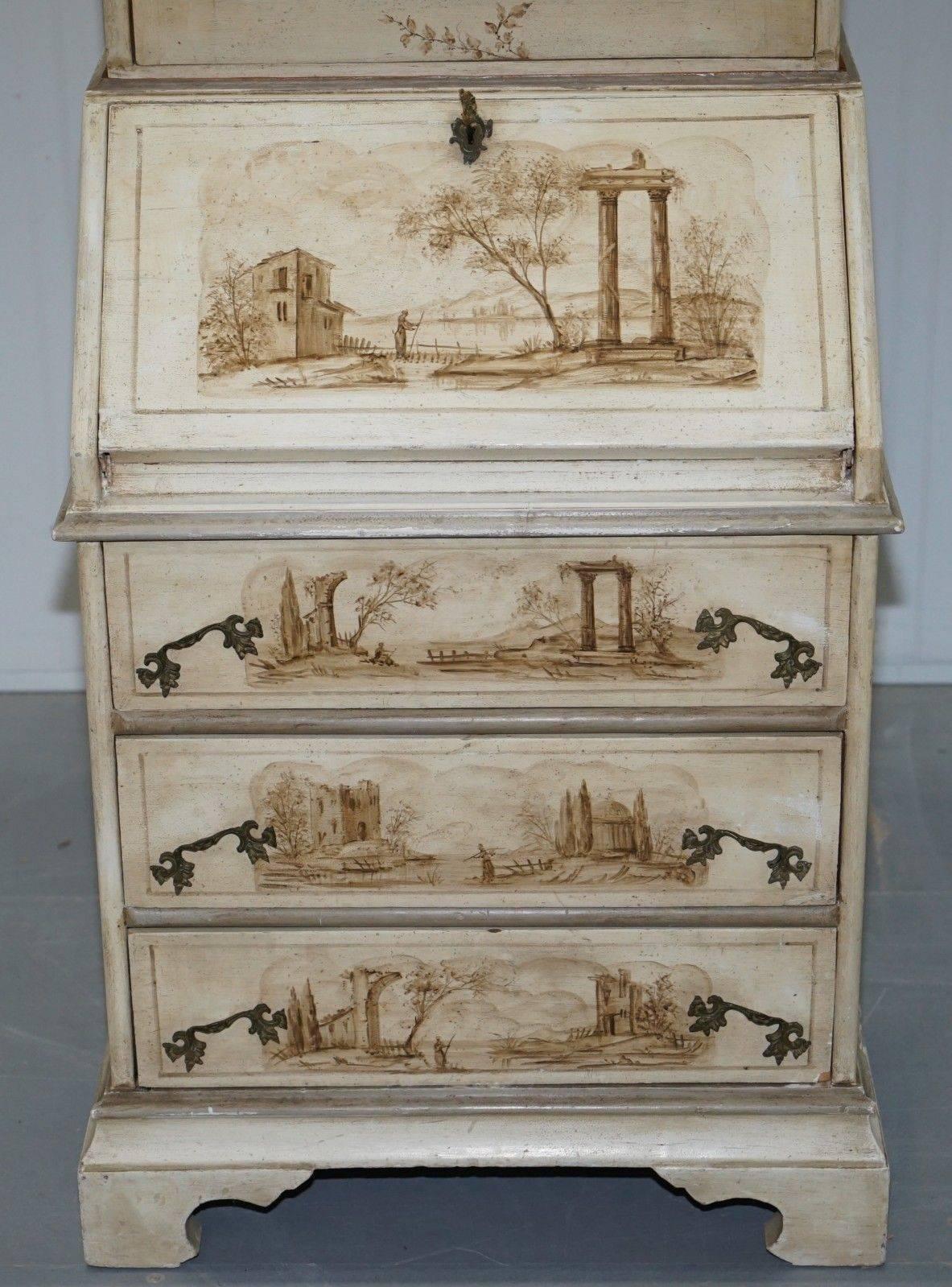 Provincial français Vieux Français Style Shabby Chic Bureau Bibliothèque Cabinet Peint à la Main Bureau