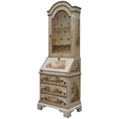 Vintage French Shabby Chic Style Hand-Painted Bureau Bookcase Cabinet Desk