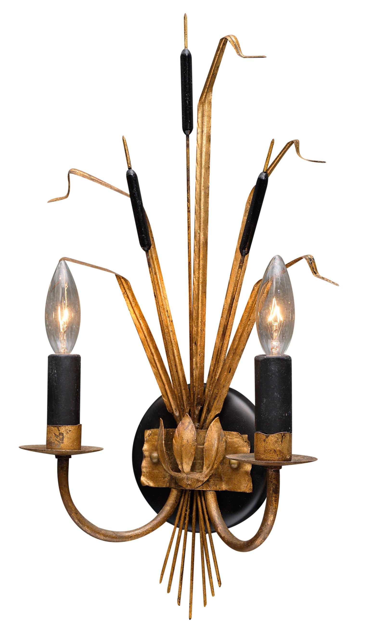 Pair of vintage French sheaf of wheat sconces by Maison Baguès. We love the gilt tole pair with black accents. They have been newly wired to fit US standards.