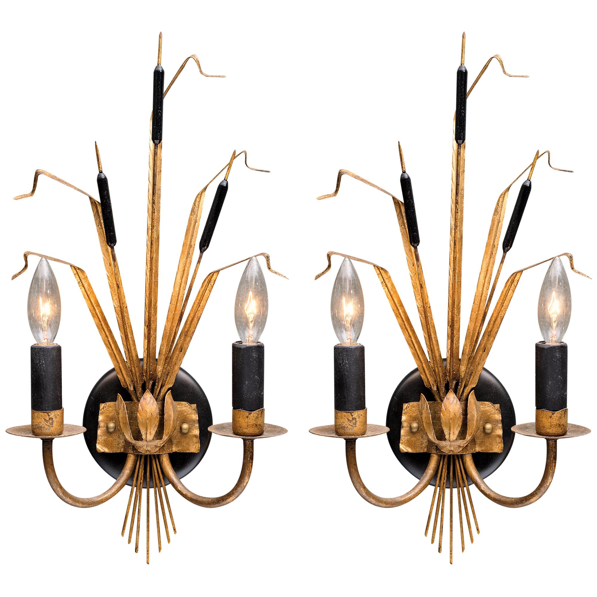 Vintage French Sheaf of Wheat Sconces by Maison Baguès