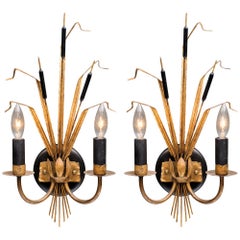Vintage French Sheaf of Wheat Sconces by Maison Baguès