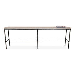 Vintage French Shop Table with Crema Marfil Stone Top