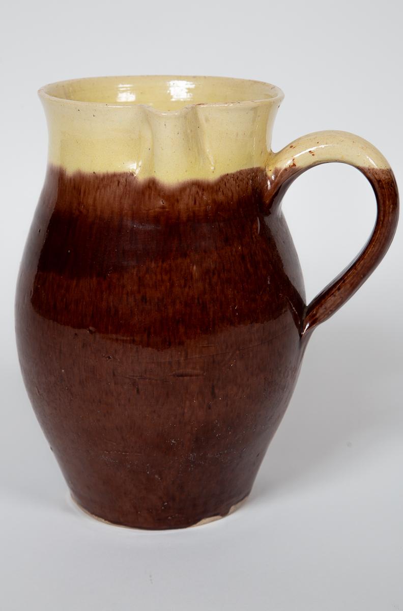 French Provincial Vintage French Side Spout Pottery Pitcher, circa 1920 For Sale