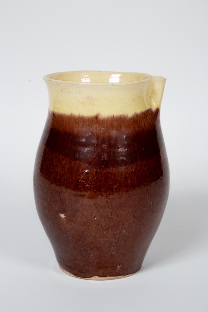 Vintage French Side Spout Pottery Pitcher, circa 1920 In Good Condition For Sale In Chappaqua, NY