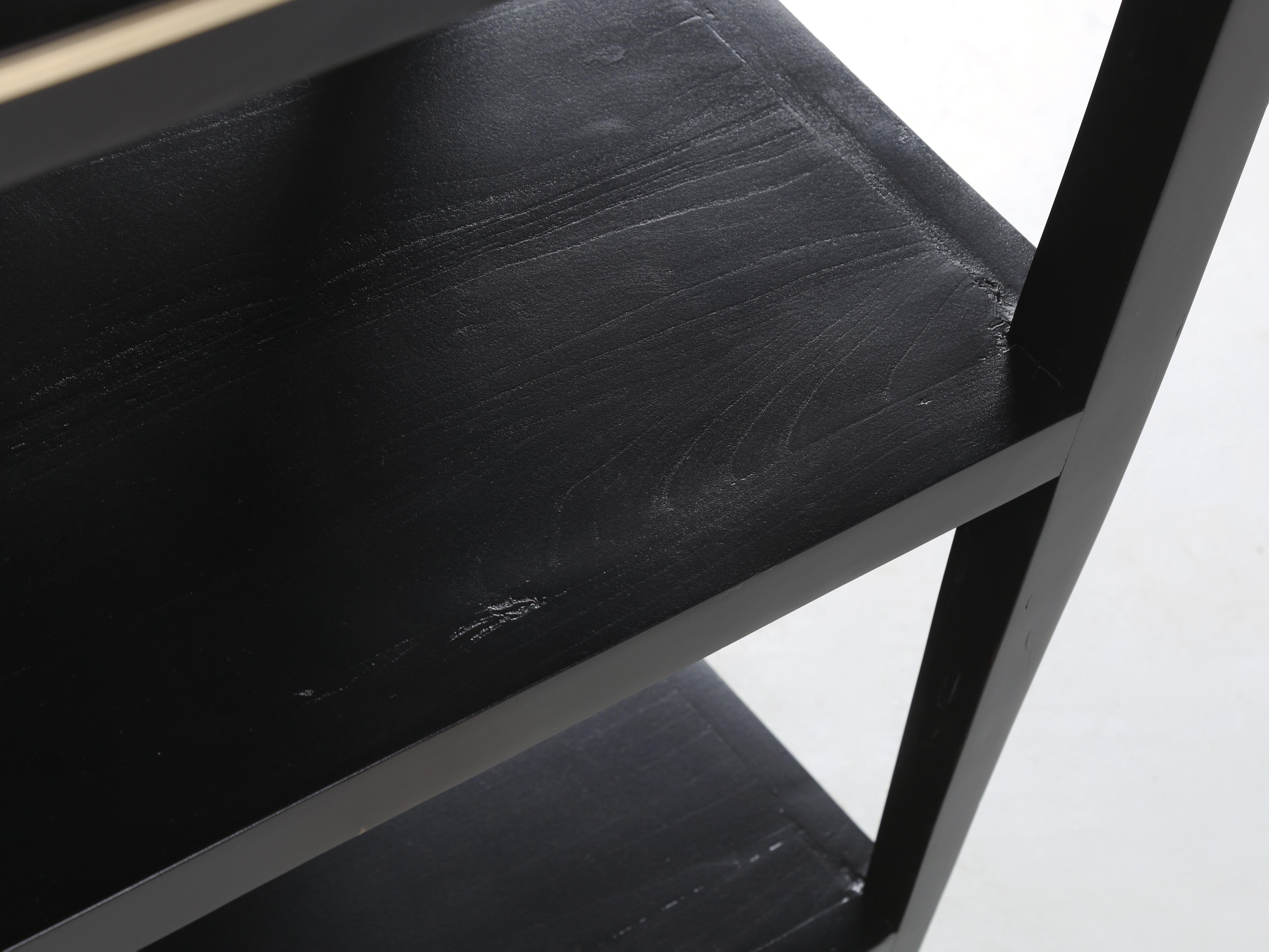 Vintage French Side Table or End Table Restored with Ebonized Finish Brass Trim For Sale 7