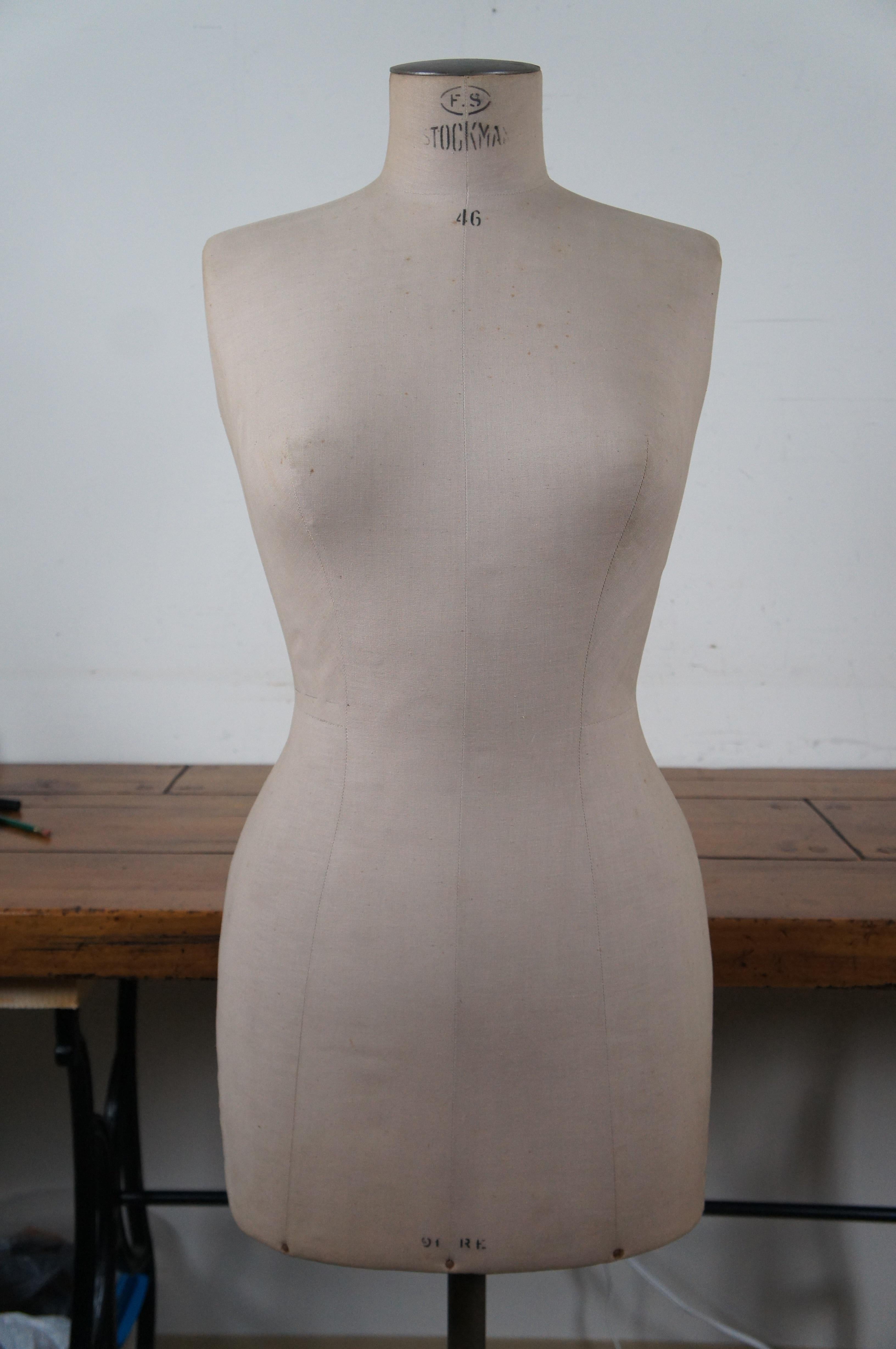 Vintage French Siegel Stockman Paris 46 Dress Form Mannequin Sewing Model 2