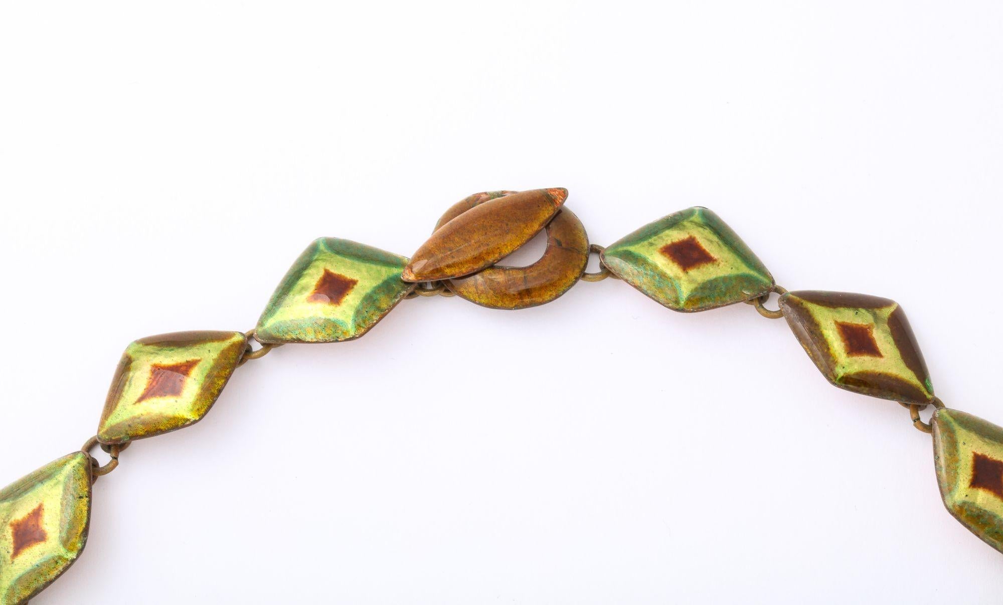 Vintage French Signed Enamel Necklace by Loutzia 6