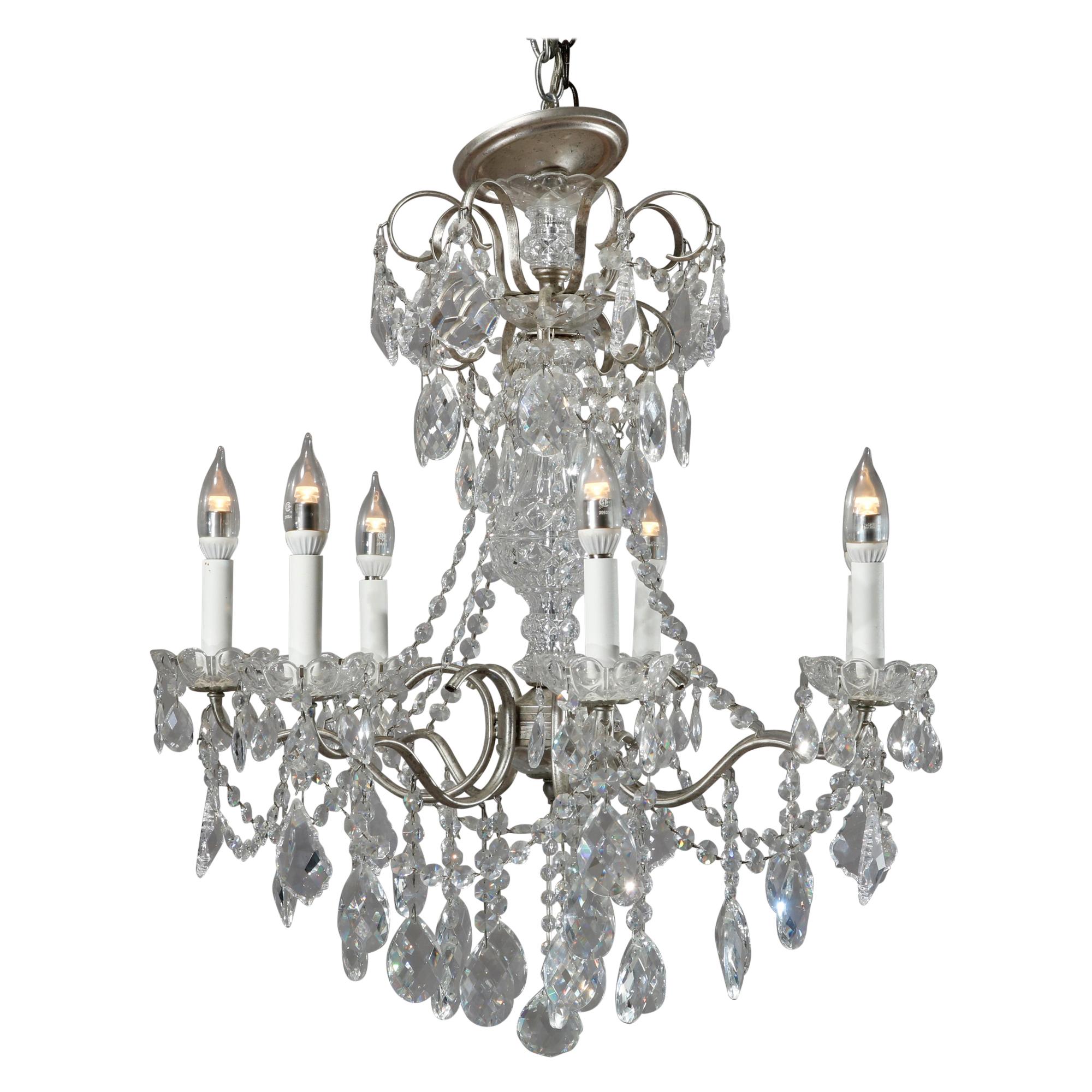Vintage French Silver Gilt and Cut Crystal Chandelier, 20th Century