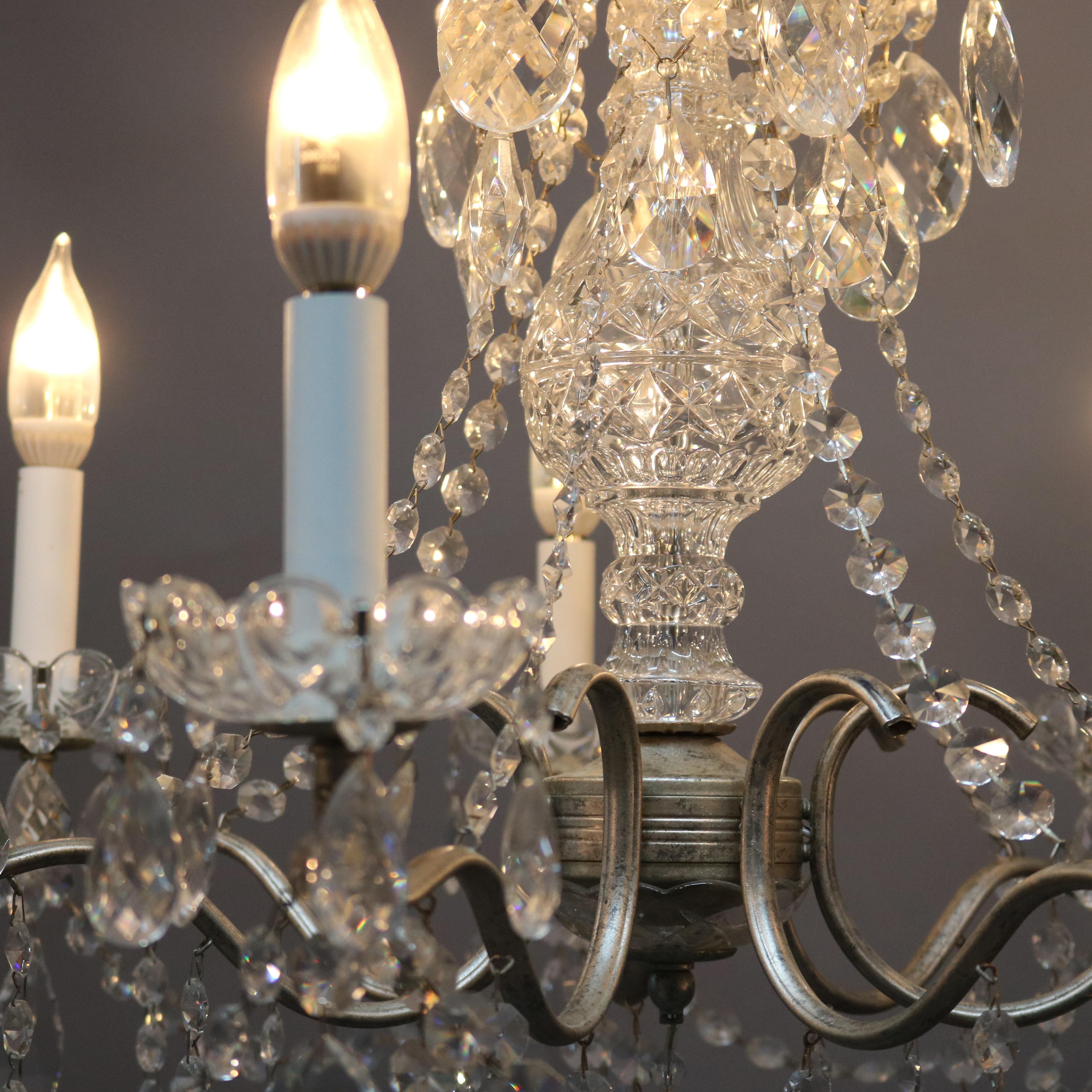 Vintage French Silver Gilt and Cut Crystal Chandelier, 20th Century 1