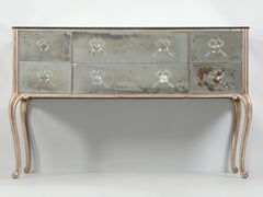 Vintage French Silver-Leaf Mirrored Dresser in the Style of Louis XV c1940's