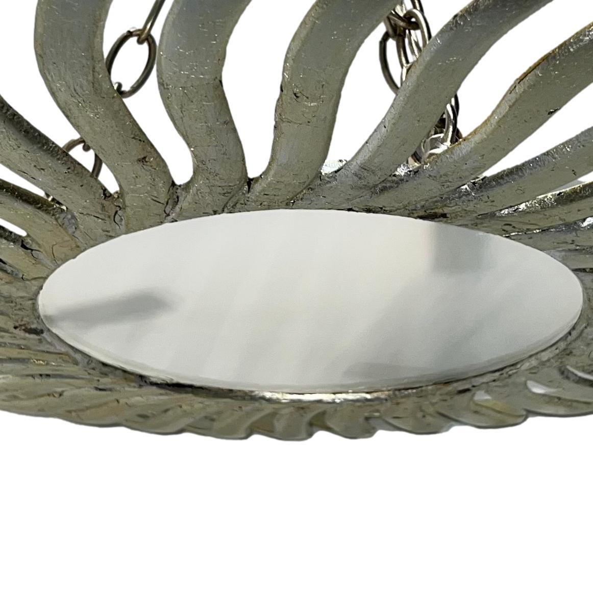 Italian Vintage French Silver Light Fixture For Sale