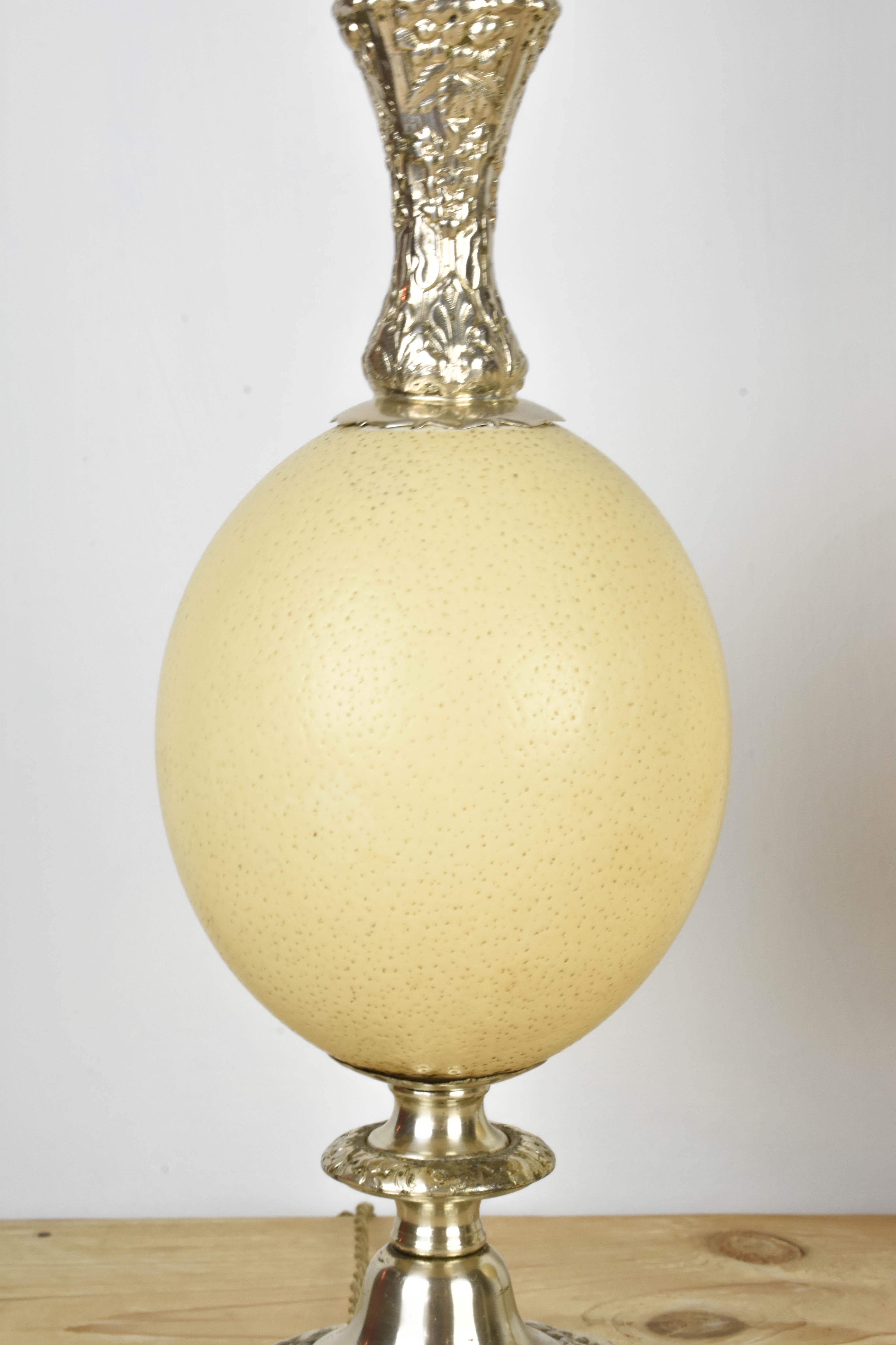 FINAL SALE Vintage French Silver Plate and Ostrich Egg Table Lamps For Sale 7