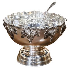 Vintage French Silver-Plated Grape Motif Champagne Cooler and Punch Bowl