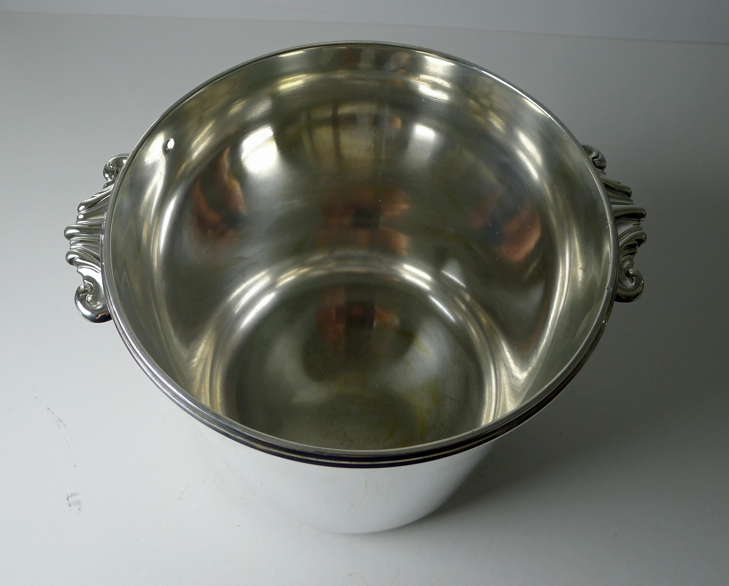 Vintage French Silver Plated Wine or Champagne Cooler / Bucket, Puiforcat For Sale 6