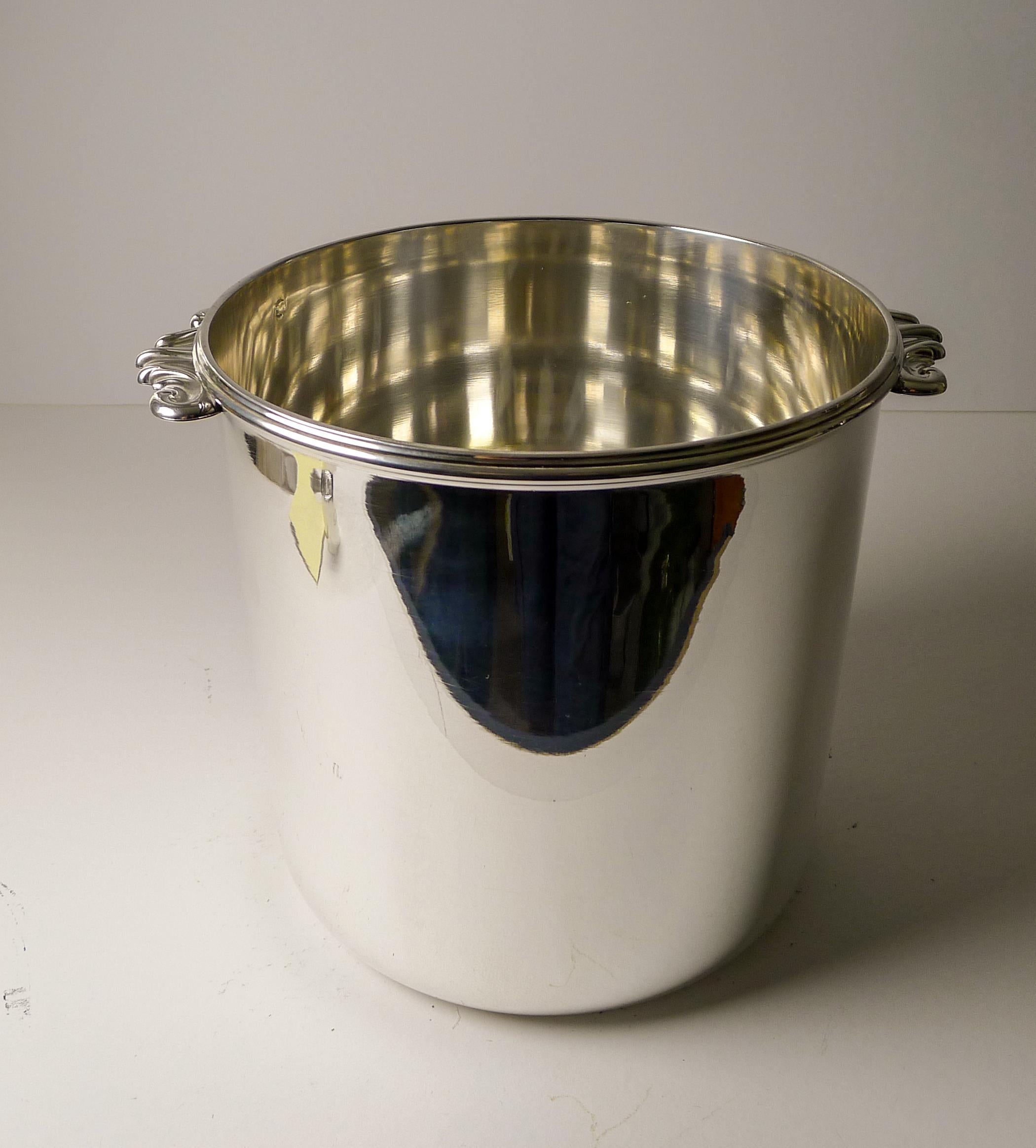 Vintage French Silver Plated Wine or Champagne Cooler / Bucket, Puiforcat For Sale 7