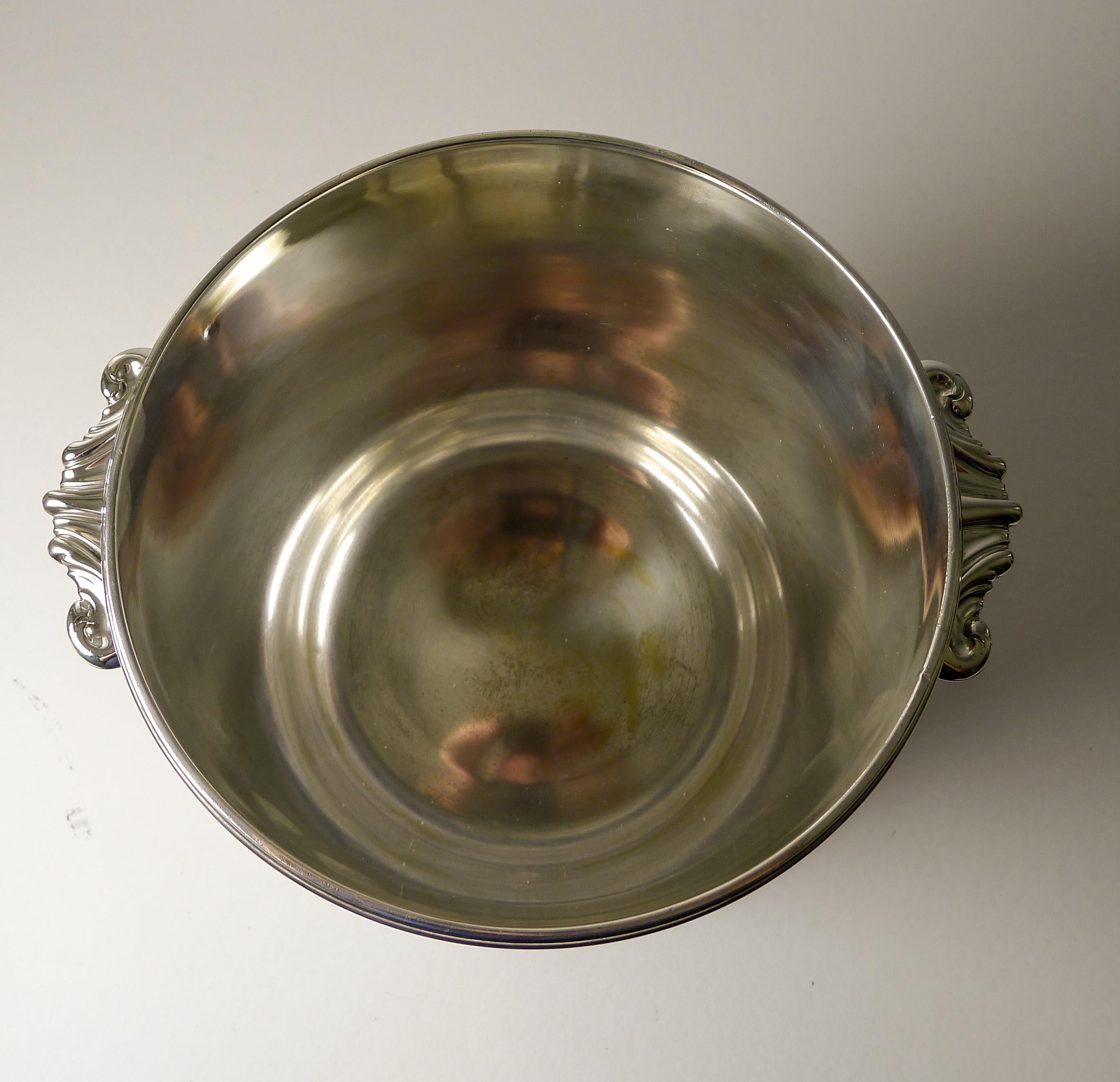 Vintage French Silver Plated Wine or Champagne Cooler / Bucket, Puiforcat For Sale 4