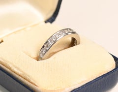 Vintage 1 Carat Single Cut Eternity Ring. Diamond Wedding Band Platinum I-J VS2