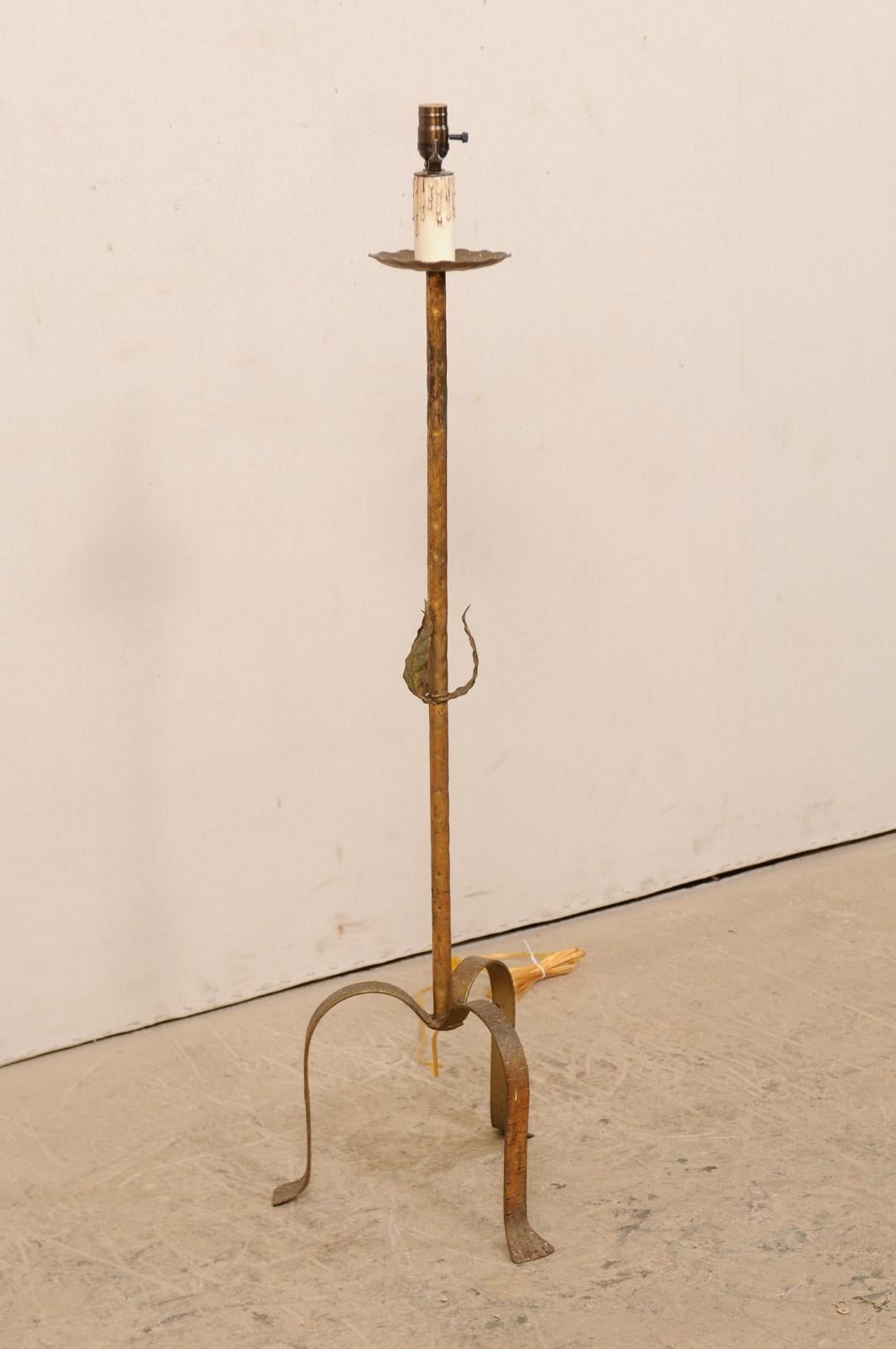 20th Century Vintage French Single Light Floor Lamp in Gold