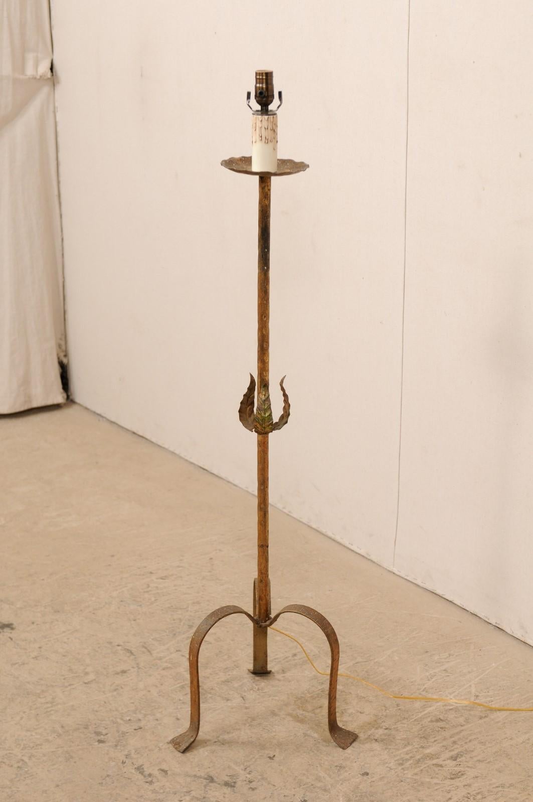 Vintage French Single Light Floor Lamp in Gold 1