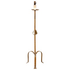 Vintage French Single Light Floor Lamp in Gold