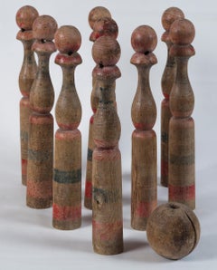 Vintage French Skittle Game 'Jeu de Quilles de Neuf', circa 1920