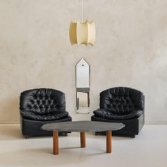 Vintage French Slate Top Coffee Table with Three Wooden Legs