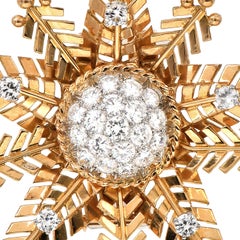 Vintage French Snowflake 18K Rose Gold This exquisite Vintag Cluster Diamond Pin