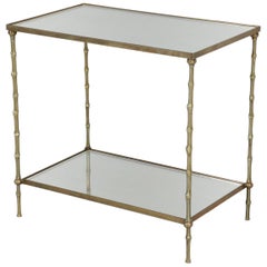 Vintage French Solid Bronze Bamboo Style End Table, Attributed to Maison Baguès