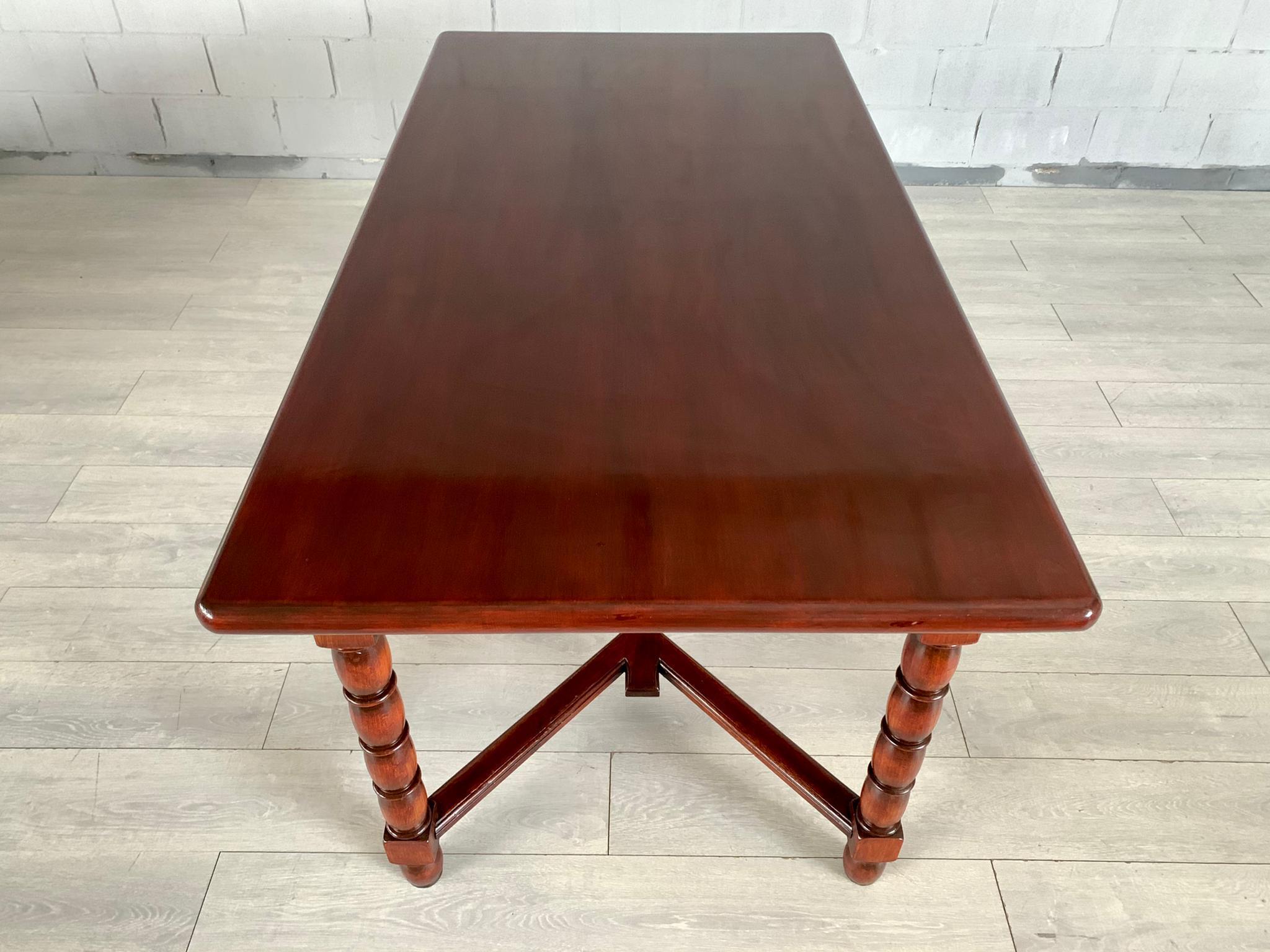Vintage French Solid Oak Trestle Dining Table For Sale 7
