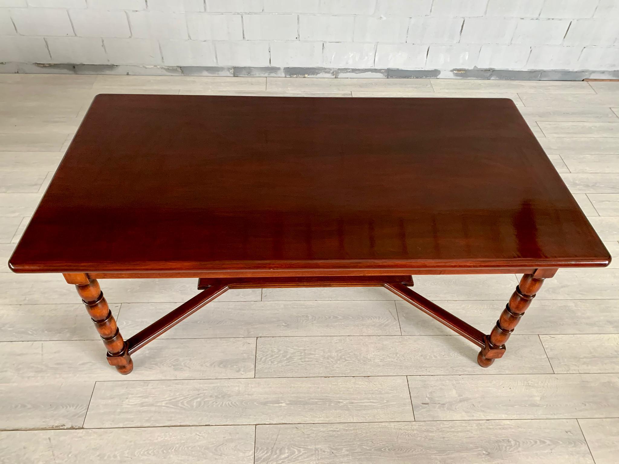 20th Century Vintage French Solid Oak Trestle Dining Table For Sale