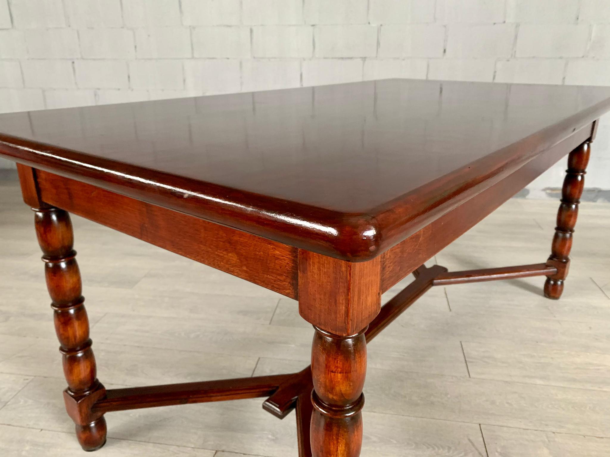 Vintage French Solid Oak Trestle Dining Table For Sale 5