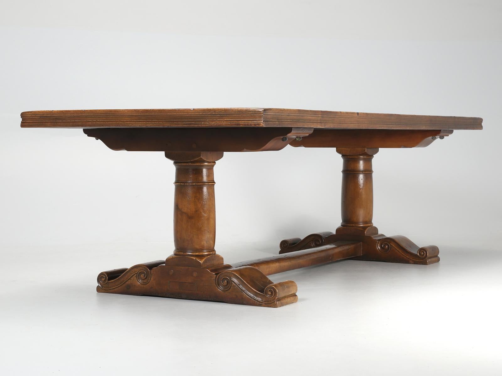 Vintage French Solid Walnut Trestle Dining Table Made by Quinta 25-Years Old 10