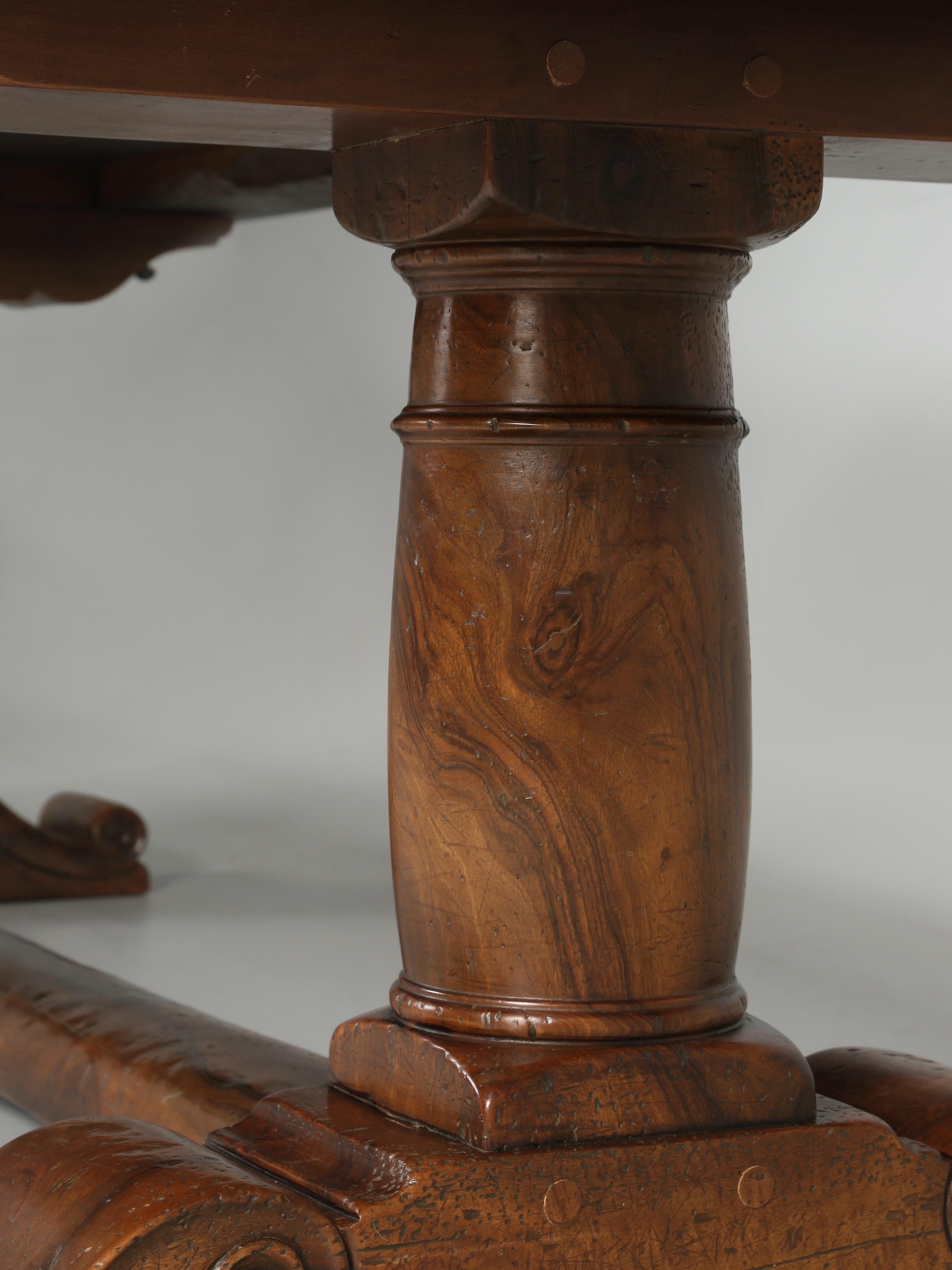 Vintage French Solid Walnut Trestle Style Dining Table Made by Quinta, Perpignan 6