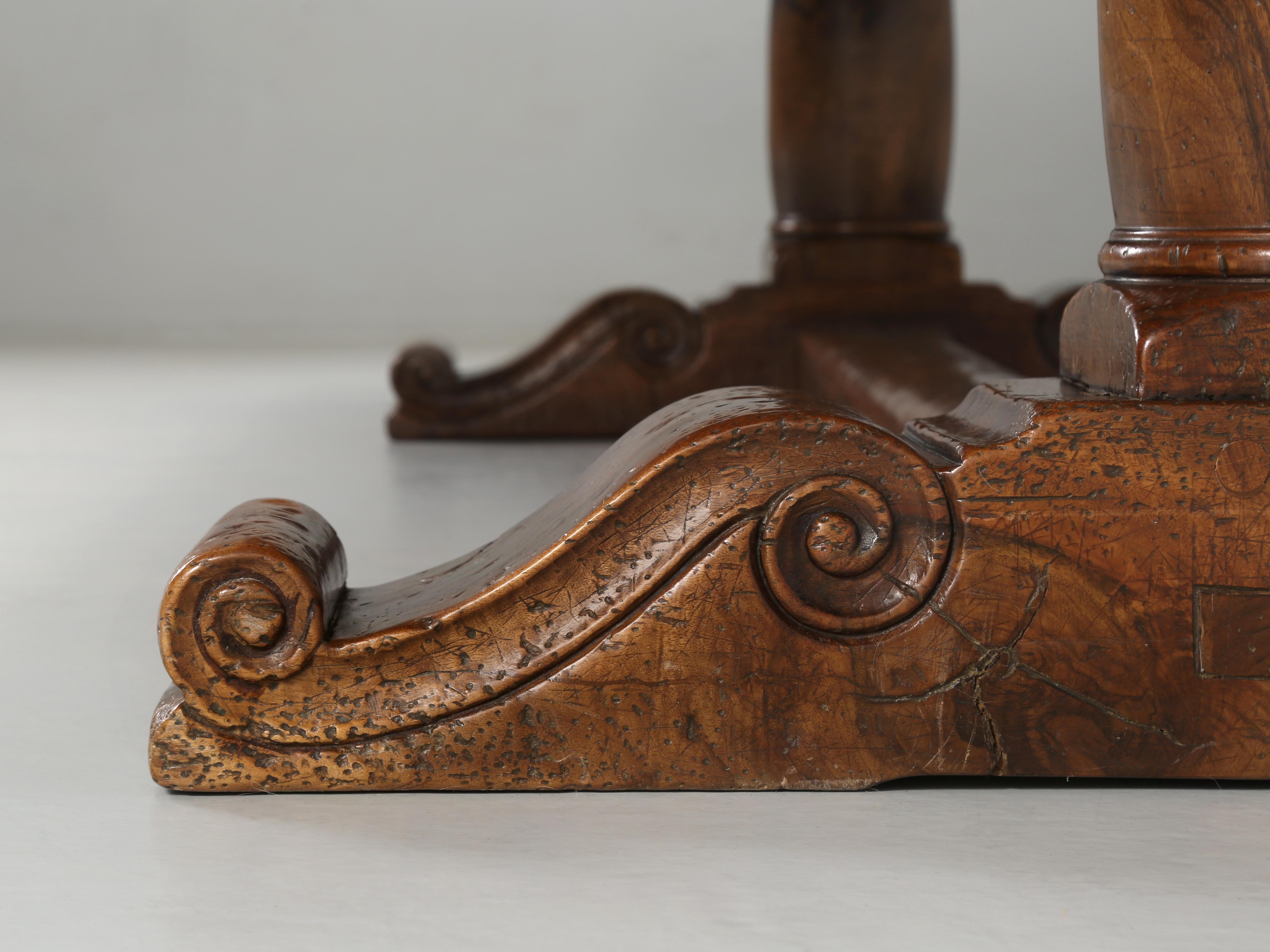 Vintage French Solid Walnut Trestle Style Dining Table Made by Quinta, Perpignan 8