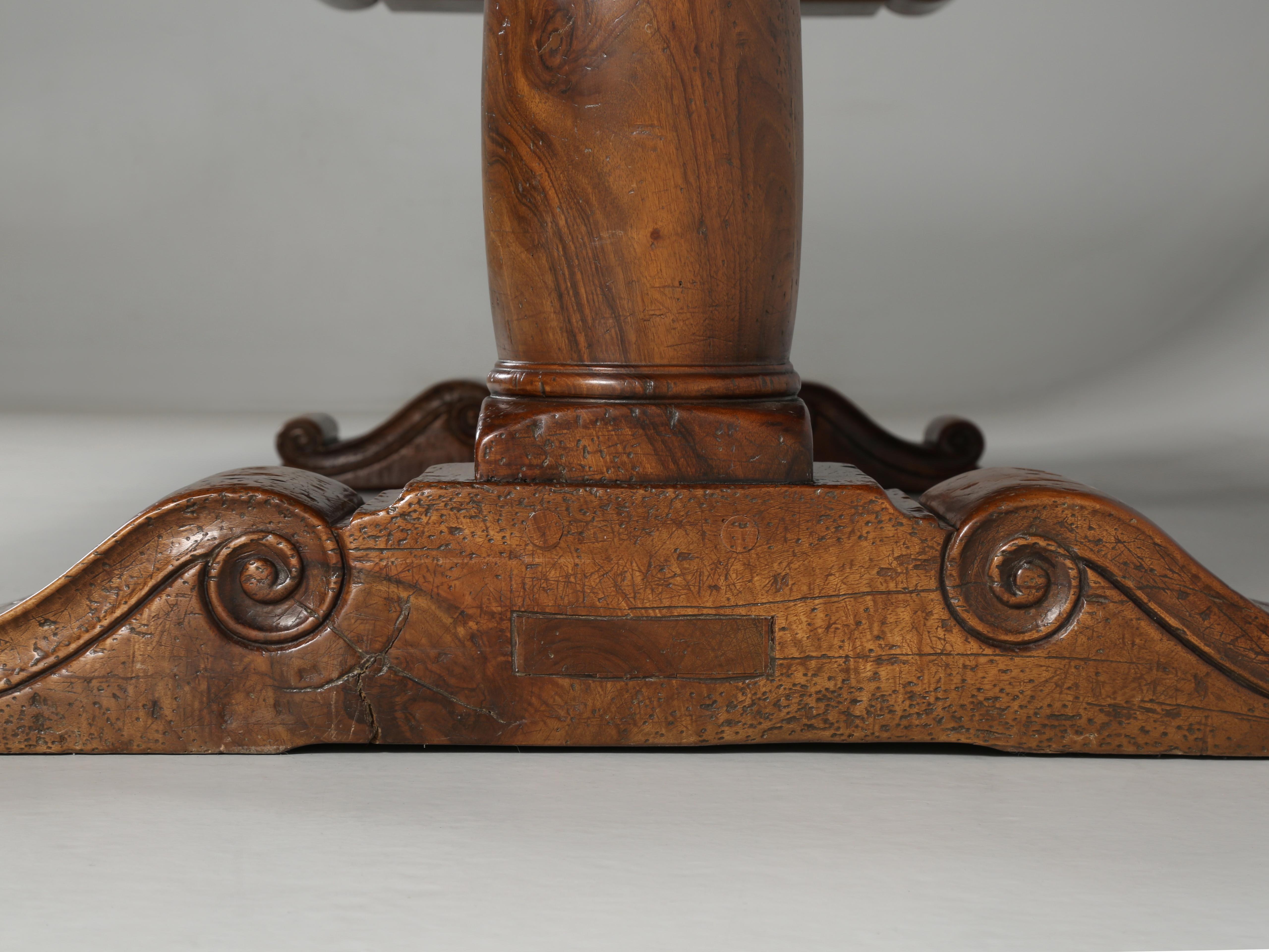 Vintage French Solid Walnut Trestle Style Dining Table Made by Quinta, Perpignan 9