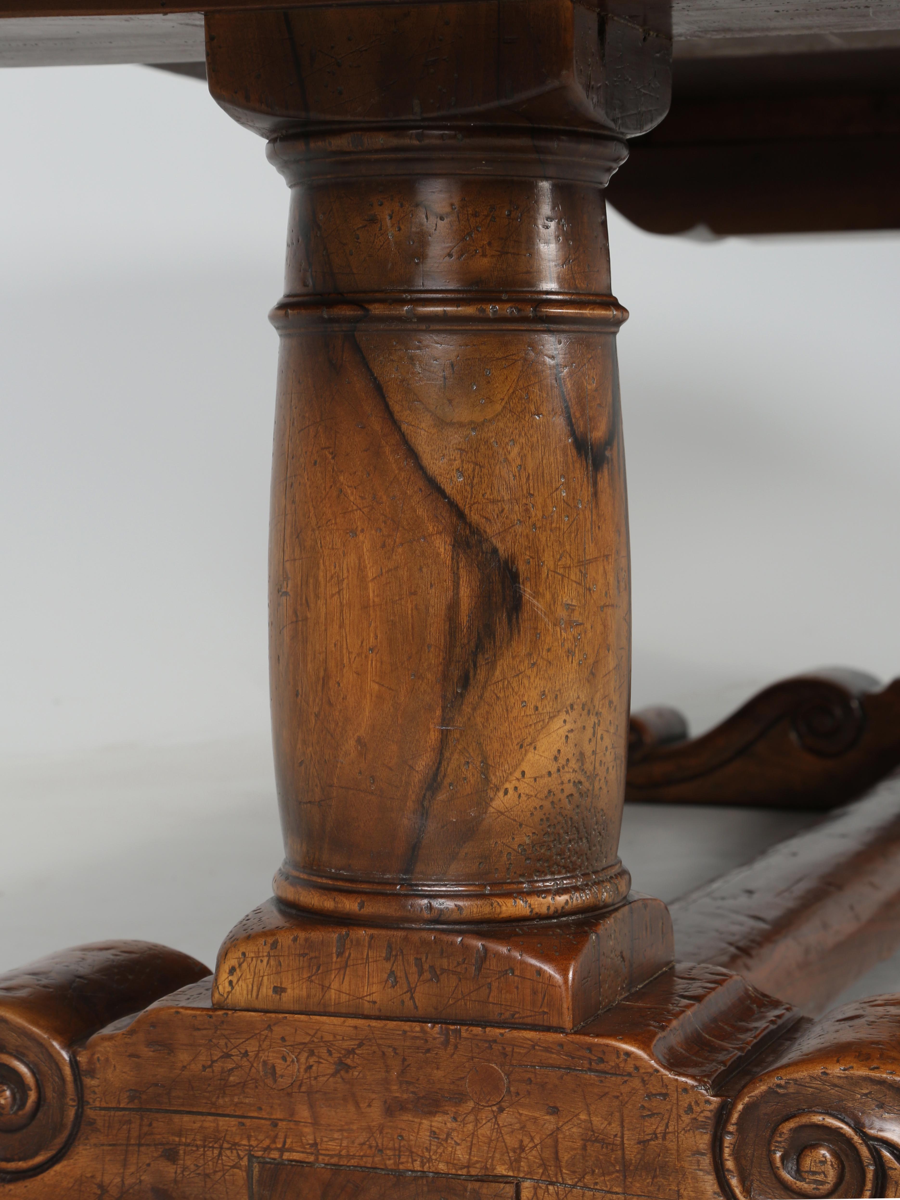 Vintage French Solid Walnut Trestle Style Dining Table Made by Quinta, Perpignan 12