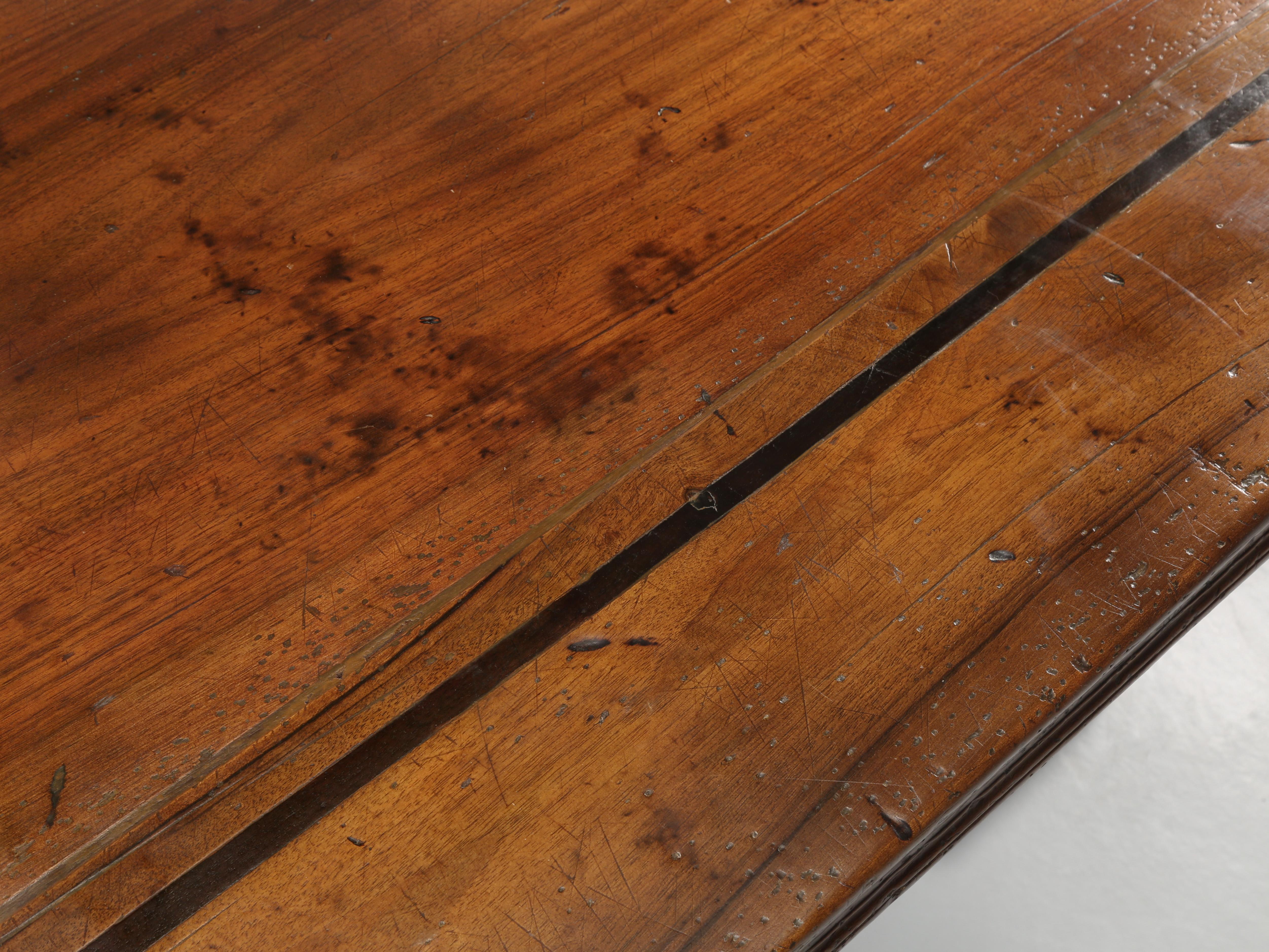 Vintage French Solid Walnut Trestle Style Dining Table Made by Quinta, Perpignan In Good Condition In Chicago, IL