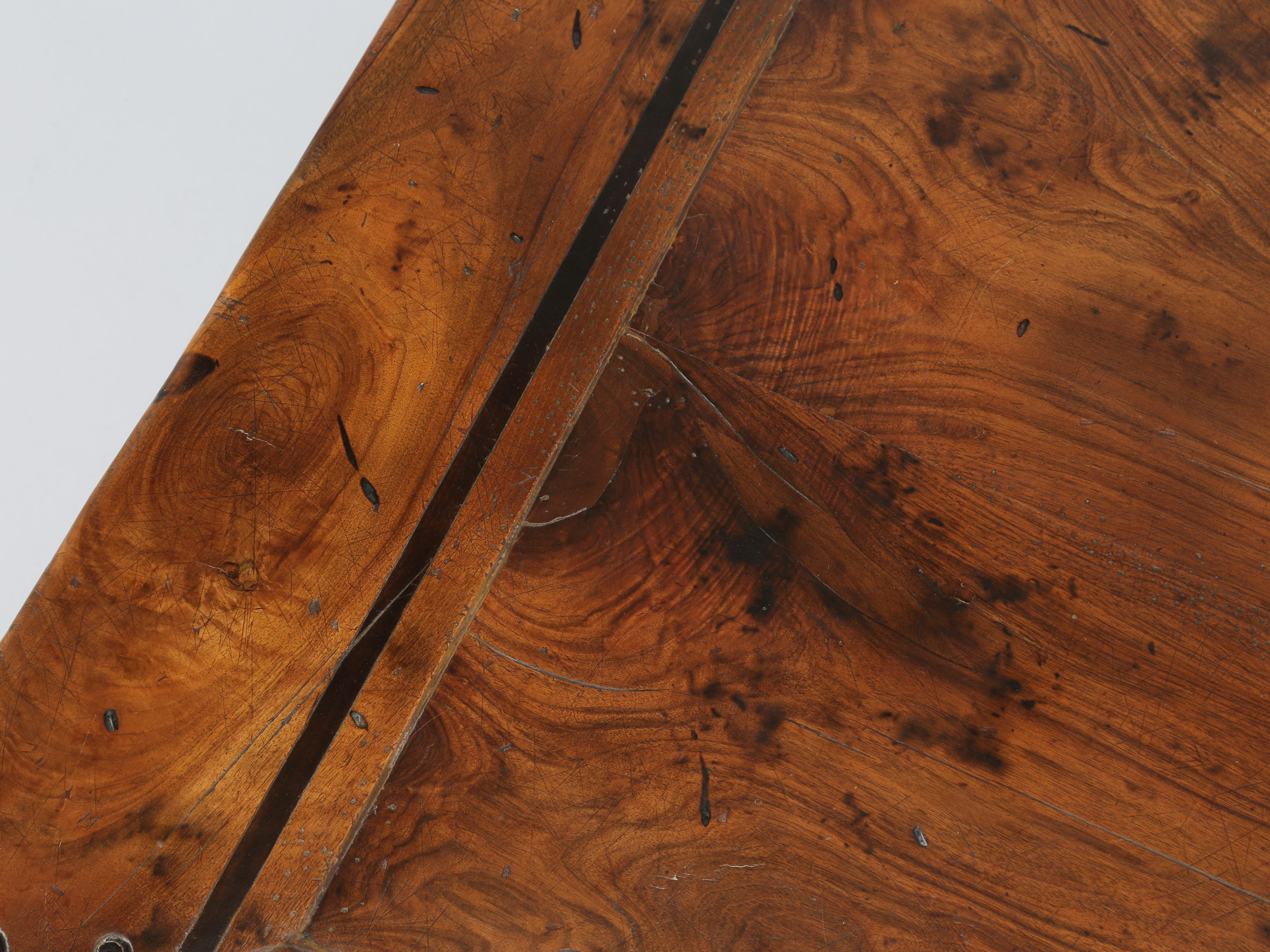 Vintage French Solid Walnut Trestle Style Dining Table Made by Quinta, Perpignan 1