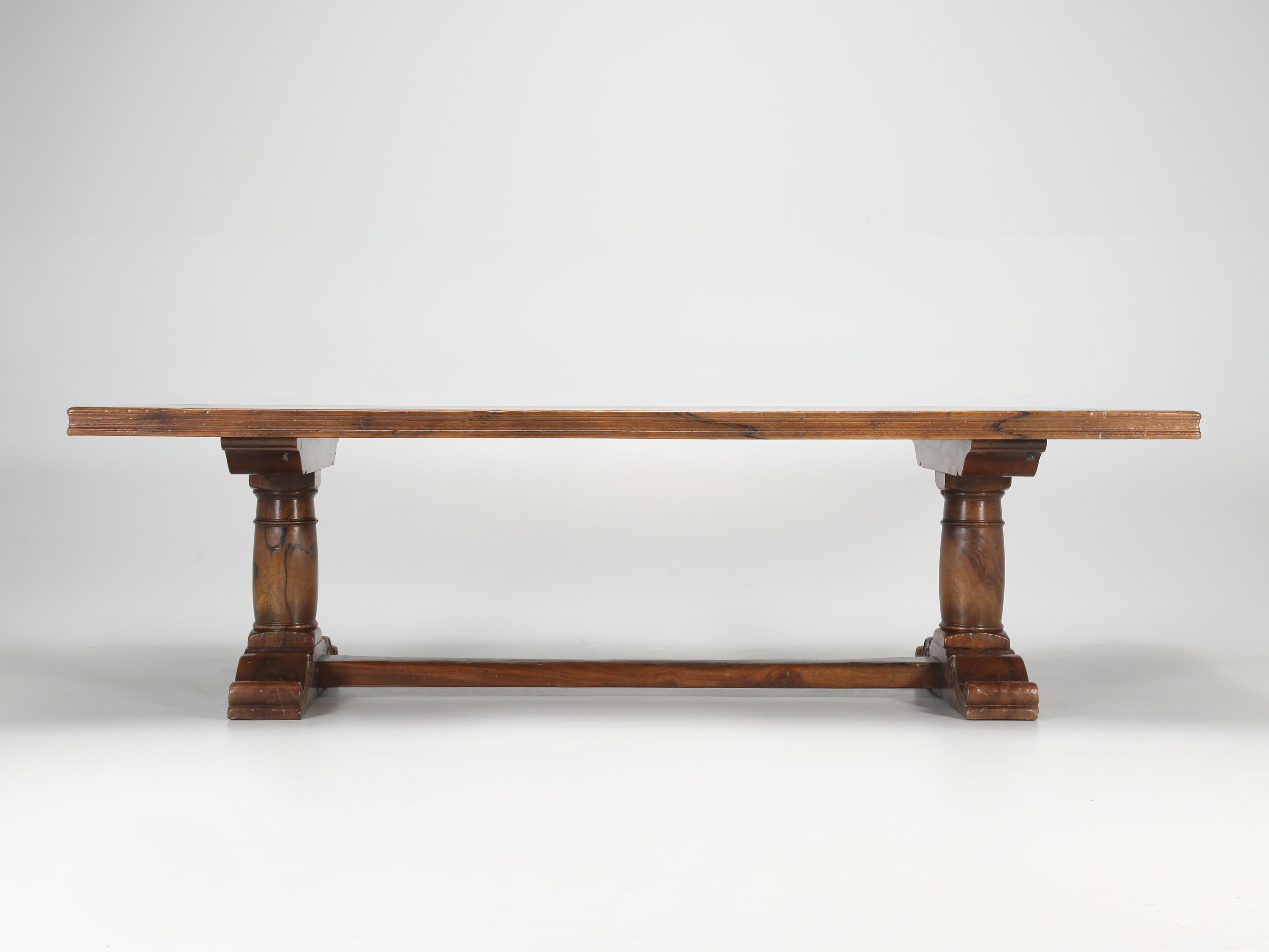 Vintage French Solid Walnut Trestle Style Dining Table Made by Quinta, Perpignan 3