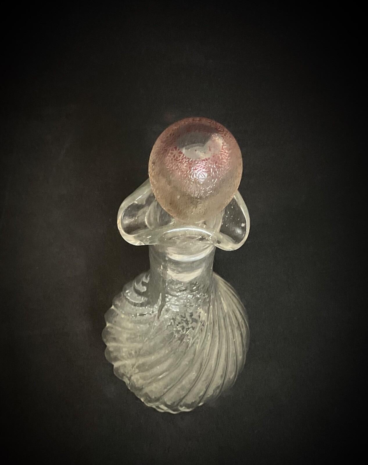 Vintage French Spiral Fluted Glass Decanter, 1940s - 2Y578 For Sale 3