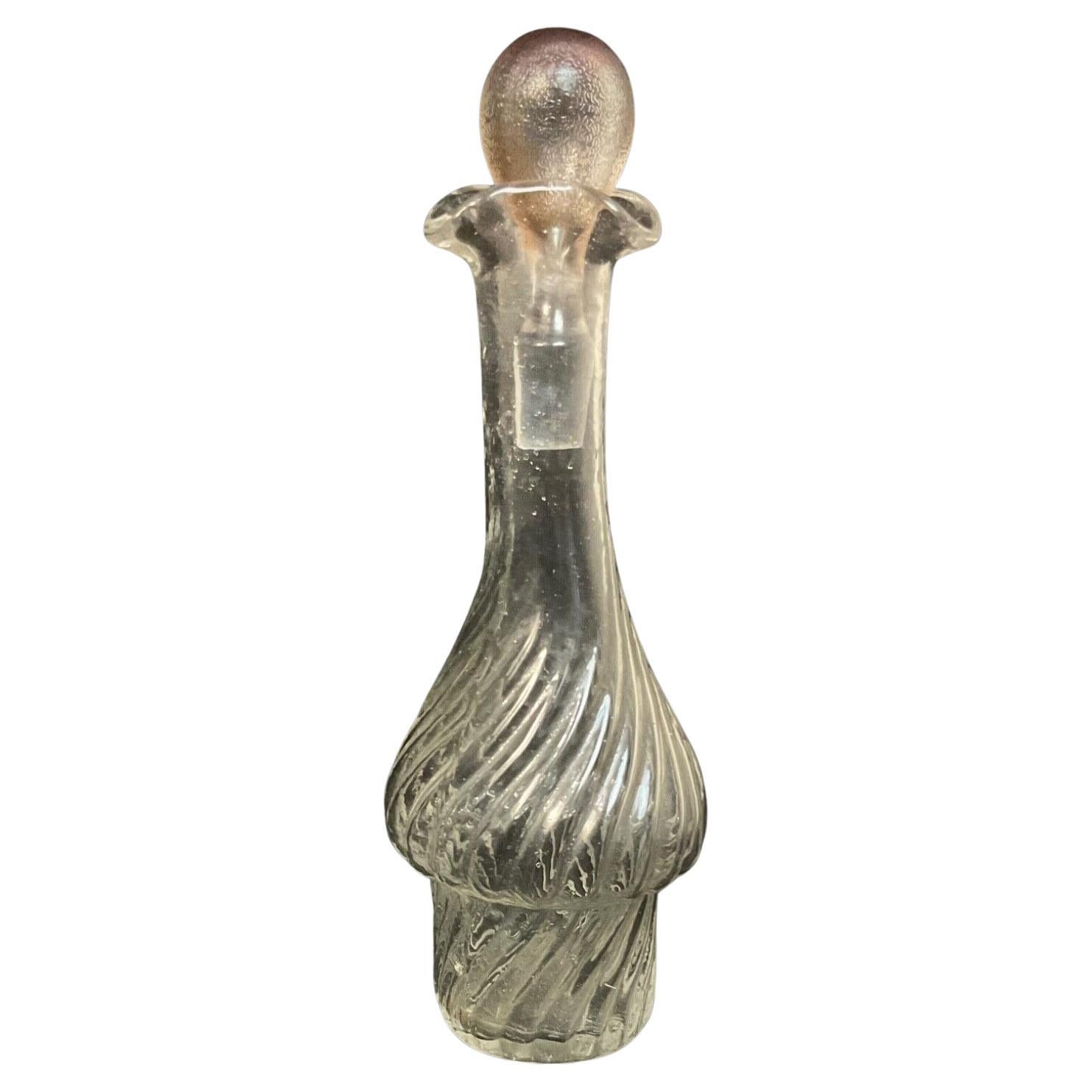 Vintage French Spiral Fluted Glass Decanter, 1940s - 2Y578