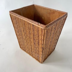 Cestino francese d'epoca in rattan a canne spaccate, Francia, anni '60